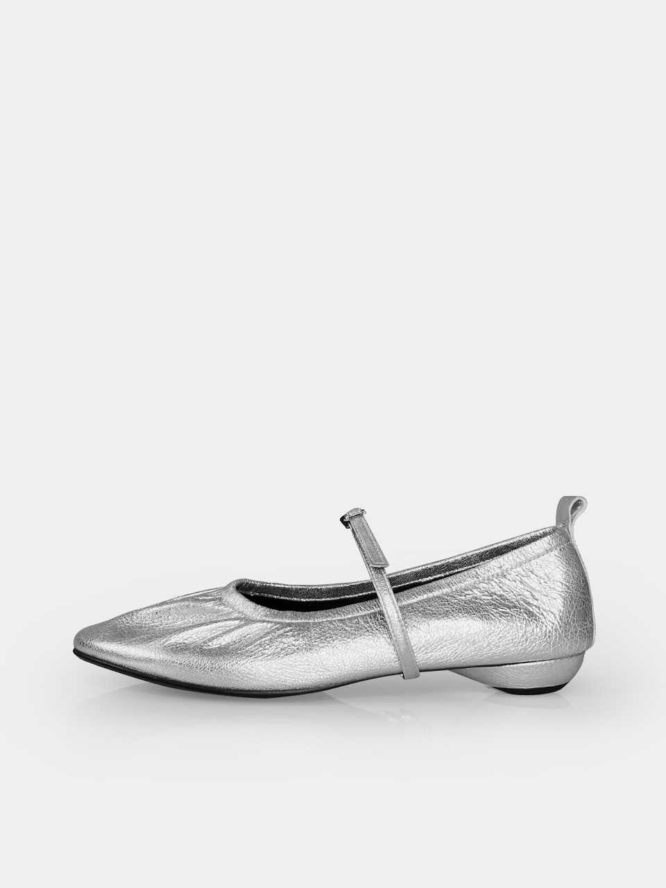 [New Color] Mrc061 Shirring Flat Shoes (Silver)